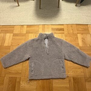 Anthropologie Light Gray Sherpa Pullover Sweater